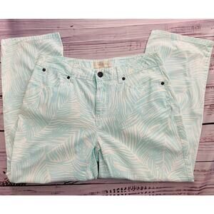 Talbots Curvy Cropped Pants Womens 4 Tropical 5 Pocket Mid Rise Cotton Stretch